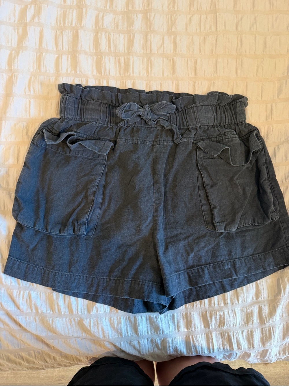 Casual Paperbag Waist Women's Shorts - Navy
